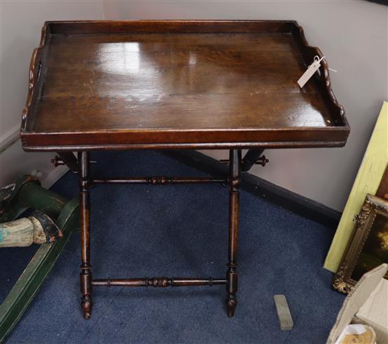 A 19th century butlers tray and stand, W.69cm, D.46cm, H.76cm